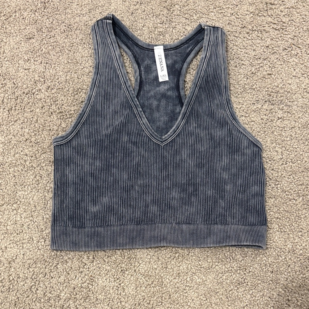 Zara Charcoal Ribbed Tank Top